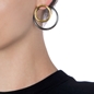 Metal Chic Gun And Yellow Gold Plated Double Earrings-